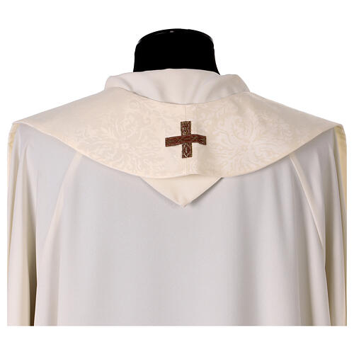 Capa de asperges tecido damasco estolas passamanaria motivo floral dourado 15