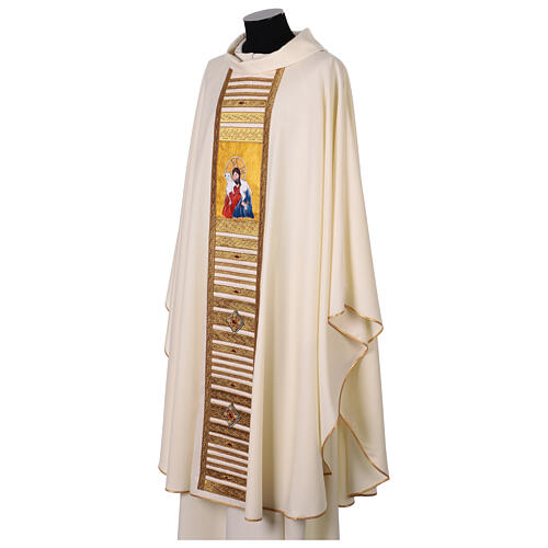 Ivory hand-painted silk chasuble, Jesus the Good Shepherd by Vebi Confezioni 3