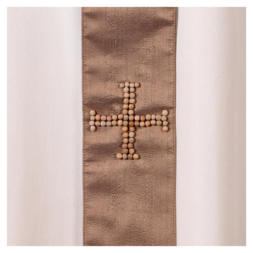 White silk chasuble with silk pallium by Vebi Confezioni 6