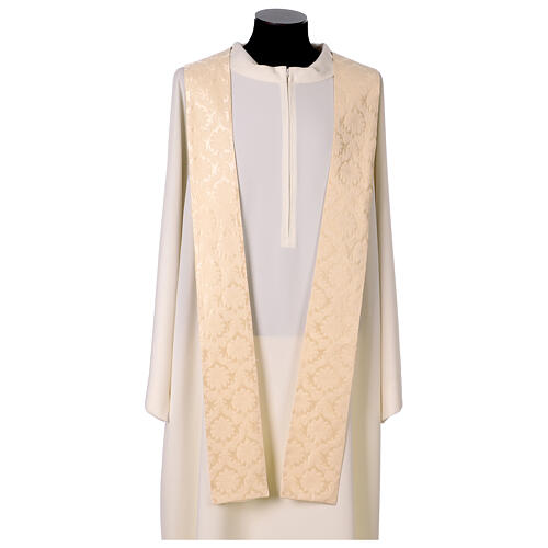 Ivory-coloured silk damask chasuble, hand-painted Good Shepherd by Vebi Confezioni 9