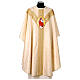 Ivory-coloured silk damask chasuble, hand-painted Good Shepherd by Vebi Confezioni s1