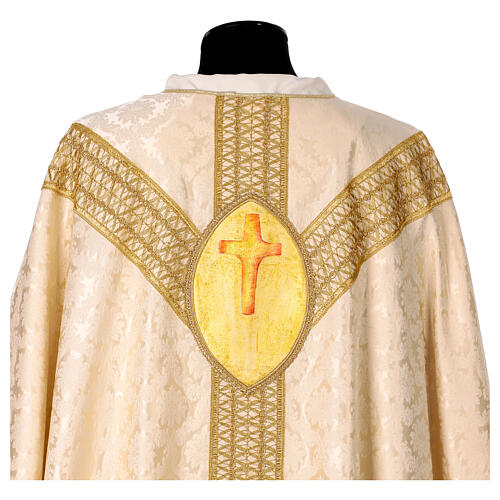 Chasuble ivoire damas en soie Jésus Bon Pasteur peint à la main Vebi Confezioni 8