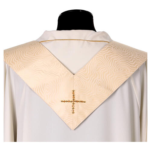 Ivory-coloured silk chasuble with golden Tau cross by Vebi Confezioni 16