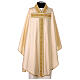 Ivory-coloured silk chasuble with golden Tau cross by Vebi Confezioni s1