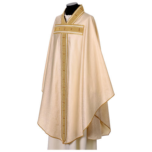 Chasuble soie croix Tau couleur ivoire Vebi Confezioni 3