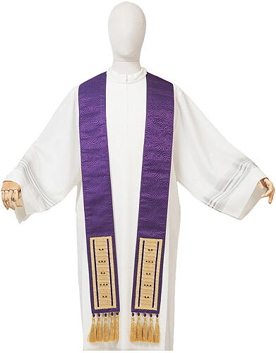 Casula seda cruz tau cor de marfim Vebi Confezioni 13