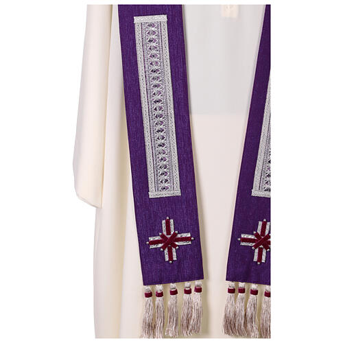 Stuła jedwabno-wełniana z pasmanteryjnymi i aksamitnymi wstawkami, Vebi Confezioni 13