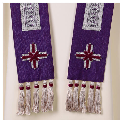 Stole in Silk and Wool with Velvet Trim Inserts Vebi Confezioni 12