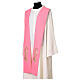 Étole sacerdotale rose broderie or Chi-Rho raisin et blé s3