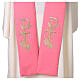 Priest Stole in Pink with Gold Embroidery PAX Grapes and Wheat s2