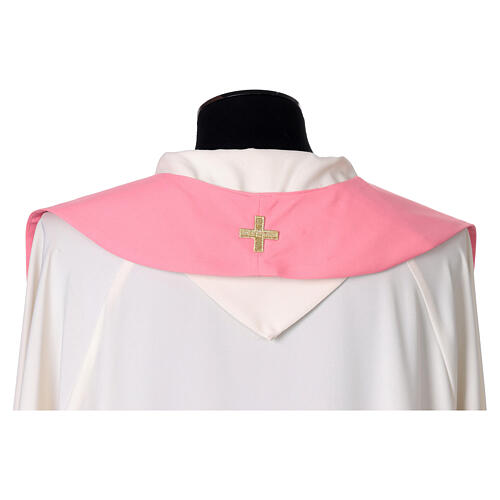 Estola cor-de-rosa bordada à máquina com cruz, IHS, uvas e espigas de trigo 4