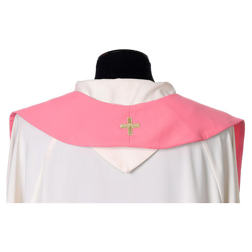 Pink stole with machine-embroidered golden IHS 4