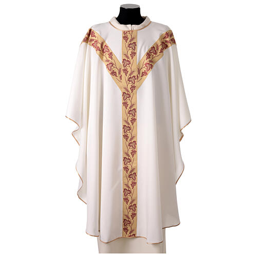 Chasuble with Y-shaped galloon, wheat and grape pattern, by Vebi Confezioni 4