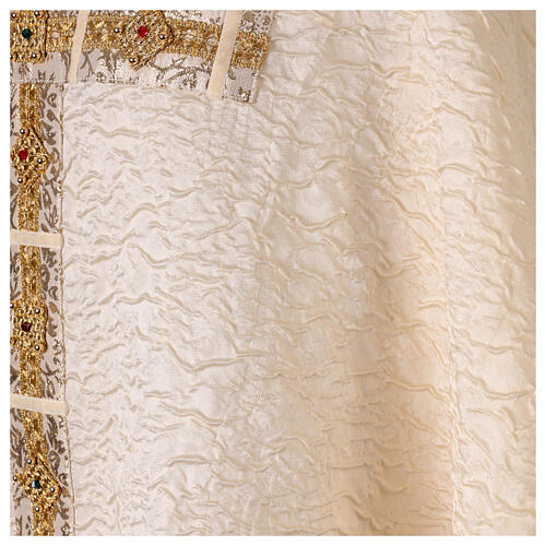 Premiere Chasuble in silk damask with Tau stole and colored crystals - Vebi Confezioni 4