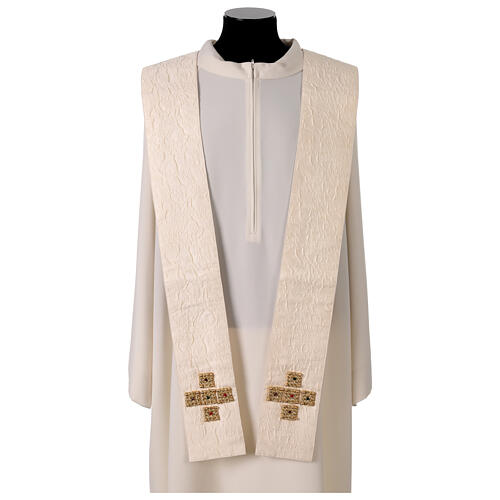 Premiere Chasuble in silk damask with Tau stole and colored crystals - Vebi Confezioni 10