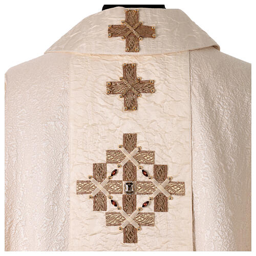 "Première" chasuble in silk damask with genuine crystals by Vebi Confections 13