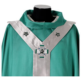 Chasuble 100% soie avec cristaux et passementerie gamme « Première » Vebi Confezioni