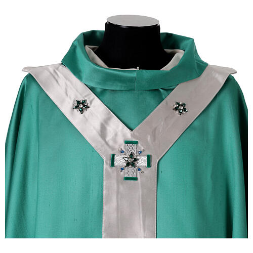 Chasuble 100% soie avec cristaux et passementerie gamme « Première » Vebi Confezioni 2