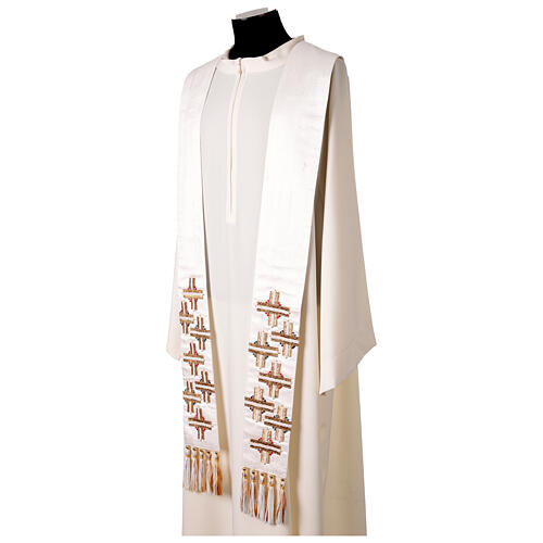 Estola de seda con pasamanería cruces y cristales multicolor Confezioni Vebi Première 3