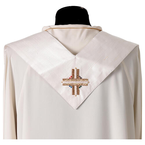 Estola de seda con pasamanería cruces y cristales multicolor Confezioni Vebi Première 4