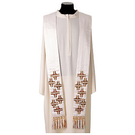 Silk stole with multicolored crosses and crystals - Premiere Line by Confezioni Vebi