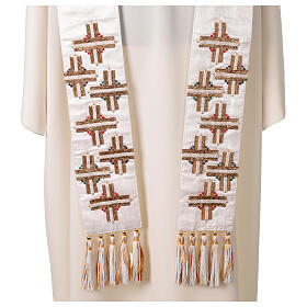 Silk stole with multicolored crosses and crystals - Premiere Line by Confezioni Vebi