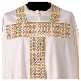 Chasuble of 100% silk with golden orphrey by Vebi Confezioni, "Première" collection