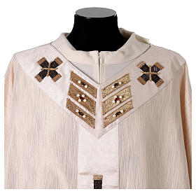 "Première" chasuble in 100% silk, lurex and trim with crosses and crystals by Vebi Confezioni