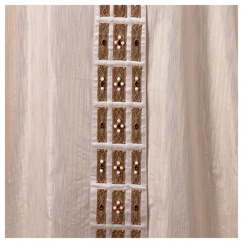 "Première" chasuble in 100% silk, lurex and trim with crosses and crystals by Vebi Confezioni 3