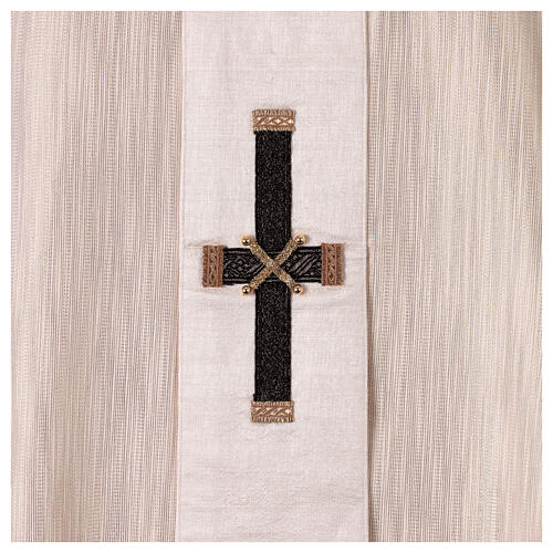 "Première" chasuble in 100% silk, lurex and trim with crosses and crystals by Vebi Confezioni 8