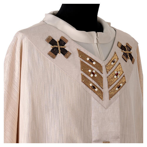 Casulla Première de 100% seda lurex pasamanería cruces y cristales Confezioni Vebi 5