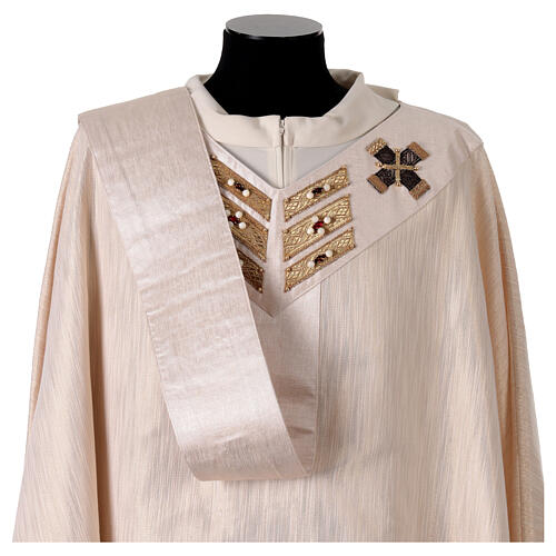 Casulla Première de 100% seda lurex pasamanería cruces y cristales Confezioni Vebi 10