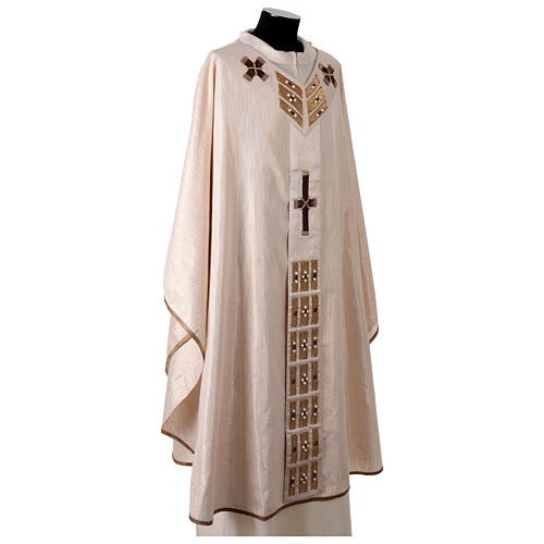 Premiere Chasuble in 100% Lurex Silk with Crosses and Crystals by Vebi Confezioni 6