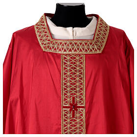 Chasuble in pure silk with golden orphrey and velvet inserts by Vebi Confezioni - "Première" Collection