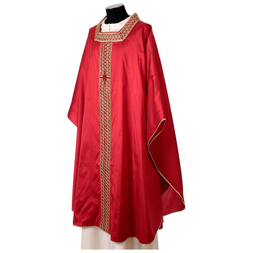 Chasuble in pure silk with golden orphrey and velvet inserts by Vebi Confezioni - "Première" Collection 4