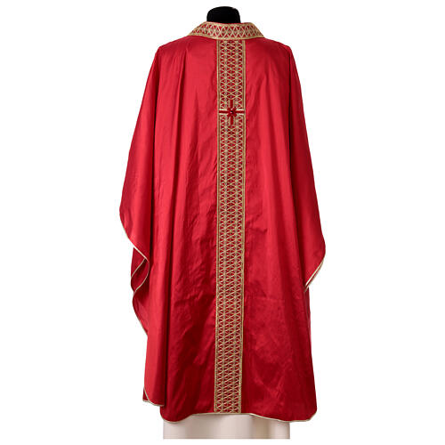 Chasuble in pure silk with golden orphrey and velvet inserts by Vebi Confezioni - "Première" Collection 7