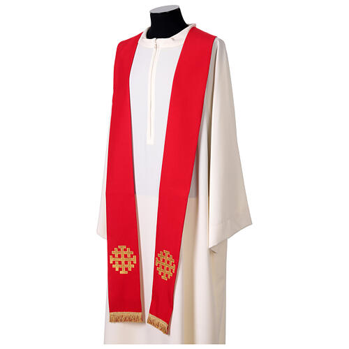 Polyester priest stole with golden cross embroidery 2