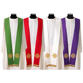 Stolone sacerdotale poliestere ricamo dorato croci