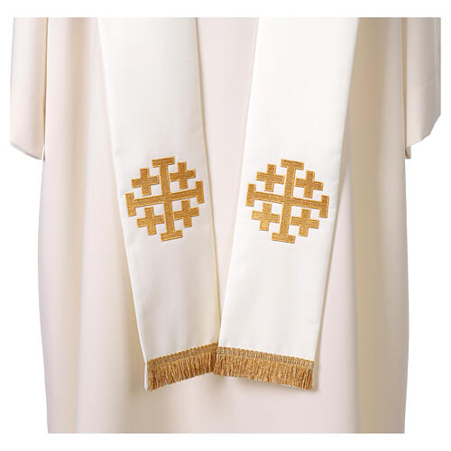 Stolone sacerdotale poliestere ricamo dorato croci 5