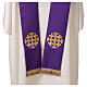 Stolone sacerdotale poliestere ricamo dorato croci s6