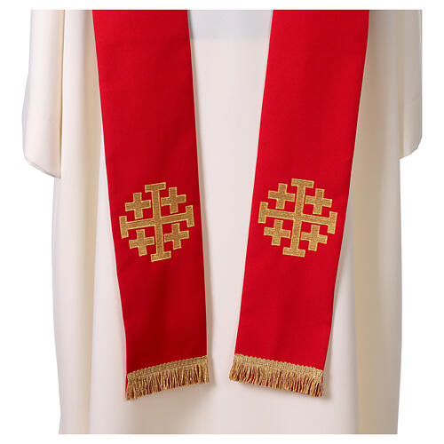 Estola sacerdotal poliéster bordado dourado cruzes 4