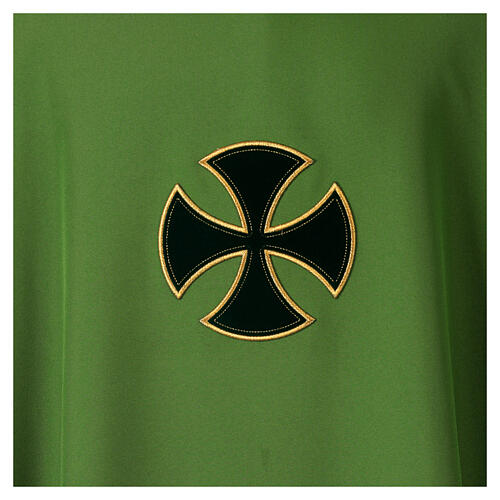 Polyester chasuble with golden cross embroidery and velvet appliqué 3