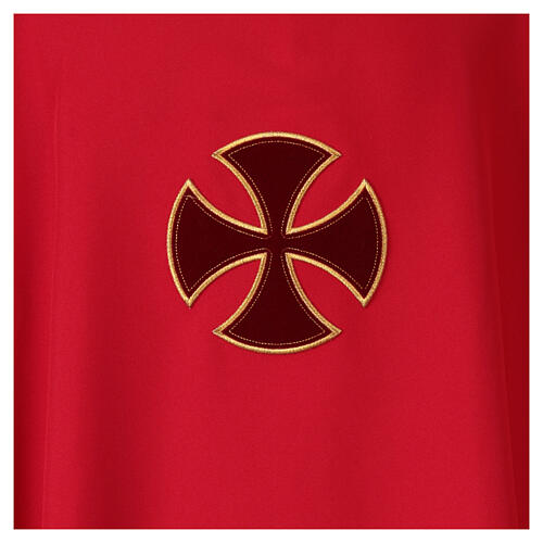 Chasuble polyester croix brodée dorée application en velours 7