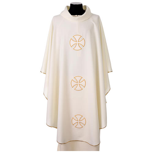 Chasuble polyester croix brodée dorée application en velours 8