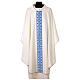 Blue and light blue polyester chasuble with geometric embroidery s1