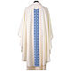 Blue and light blue polyester chasuble with geometric embroidery s4
