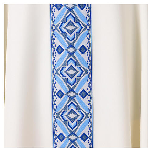 Chasuble polyester galon broderie géométrique bleu et azur 2