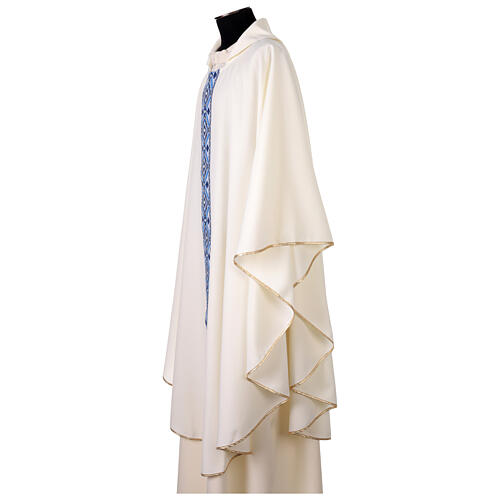 Chasuble polyester galon broderie géométrique bleu et azur 3