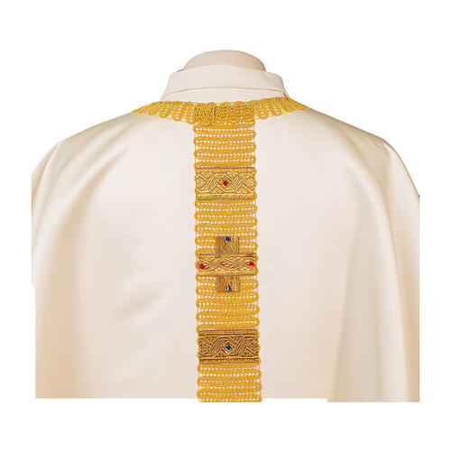 Oval casula in silk blend satin, hand-painted with Merciful Jesus by Vebi Confezioni 6