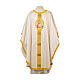 Oval casula in silk blend satin, hand-painted with Merciful Jesus by Vebi Confezioni s1